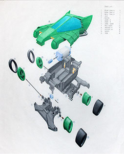 Exploded assembly drawing by student Christian Pacpaco